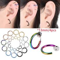 4Pcs Fashion 2021 Fake Nose Ear Studs Ring Non Piercing Nose Septum/Ear Cartilage Ring Hoop(only 13mm) rožinė
