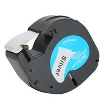 Etikečių juosta Dymo 12mm Sidabrinis fonas Juodos raidės Etikečių spausdinimo mašinos priedai 91208