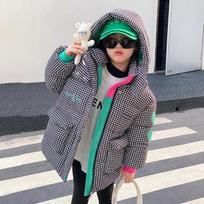 Girls Winter Plush Thick Keep Warm Hooded Parkas Jacket Zipper Causal Overcoat 160 juoda