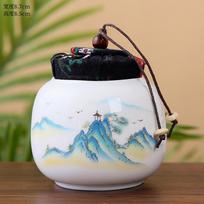 Goat Fat Jade Tea Canister Ceramic Small Portable Mini Canister Medicine Powder Canister Incense Powder Storage Sealed Canister