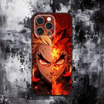 Kyojuro Rengoku D-Demon S-Slayer Phone Case For iPhone 16,15,14,13,12,11,Pro,Max,Plus,X,XS,SE,E,Mini,Soft Silicone Black Case iPhone13