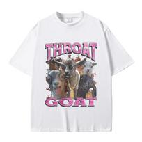 2026 New Funny Throat Goat Graphic Print Tshirt Male Fashion Streetwear Unisex Women Casual High Quality Pure Cotton Summer S