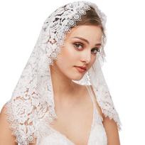 Lace Mantilla Catholic Veil Delicate Floral Pattern Short Scarf Comfortable for Head Coverings for Women Latin Mass Veil 1