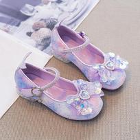 Kids Girls Glitter Bow Decor Low Heel Mary Jane Shoes 26