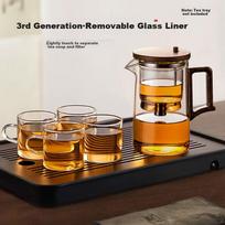 YIHUTEA Glass Teapot with Floating Lid, Tea Infuser Cup for Office, Health-Preserving Teapot with Tea-Water Separation, High-End Tea Set