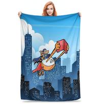 Dog Guy and Cat Child Supa Buddies Blanket Breathable Flannel Sofa Throw Blanket for Home Bedroom Outdoor Throws Bedspread Quilt Size: 75*100cm, Weight: 230 GSM