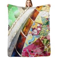 Gaudi Barselona mosaic Throw Blanket Breathable Lightweight Blanket for Adults Kids Size: 75*100cm, Weight: 230 GSM