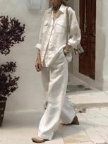 Popular 2023 autumn cross-border new foreign trade women's clothing long-sleeved shirt loose pants two-piece set S