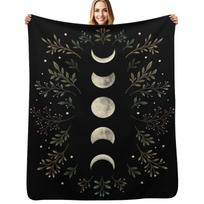 Moonlit Garden-Olive Green Throw Blanket Warm Throw Blanket Gift for Anniversary Size: 75*100cm, Weight: 230 GSM