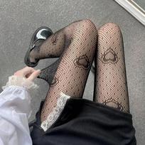 Women Sexy Retro Gothic Kawaii Cross Print Club Stockings Female Goth Lolita Cosplay Jk Tights Nylon Socks Fishnet Pantyhose One Size