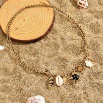 Cute Beach Party Necklace Orange Weave Shell Choker Jewelry Ceramic Fish Pendant  Women Girls kava