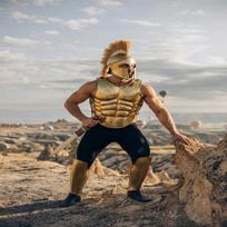 Golden Spartan Warrior Armor Set Mythic Bronze Helmet Sculpted Muscle Cuirass for Epic Medieval Cosplay