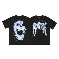 22SS Cross-border European and American tide brand Revenge letters Ice and snow broken skull short-sleeved t-shirt men's and women's bf half-sleeves S