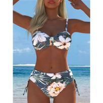 New Split Print Slim Bikini Suit Female European and American Sexy Swimsuit S