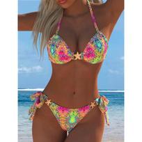 New Bikini Two-piece Chest Metal Starfish Decorative Swimsuit Printed Swimsuit S