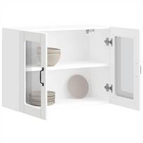 Kitchen Wall Cabinet with Glass Doors, Lucca, White