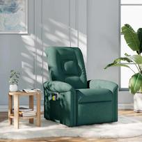 Foldable Massage Armchair, Dark Green, Upholstered in Fabric