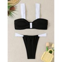 2026 Women's Black & White Color Block Bikini - Sexy Fashion Swimwear Extra Large juoda