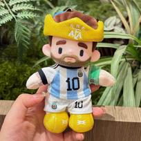 Messi Argentinos pliušinis raktų pakabukas su animacinio stiliaus dizainu futbolo gerbėjams yellow