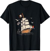 Pirate Ship Nautical Boat Pirate Flag Funny Gift T-Shirt Unisex T-Shirt XXL