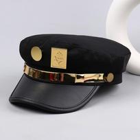 Punk Rivet Leopard Hat Hip-hop Flat Top Cap Fashion Y2k Beret Hat  for Women Style 3 black