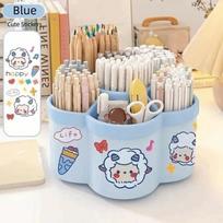 Plastic Rotating Pen Holder Multi-function Rotating Makeup Brush Cylinder  Gift mėlyna