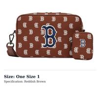 MLB Monogram Collection Polyester Tofu Bag, Combo Bag, Camera Bag, Shoulder Bag, Crossbody Bag Regular Unisex Red Brown 3ACRM012N-43BRD One Size 1 ruda