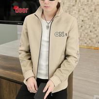 Yalu Men's Casual Stand-Up Collar Jacket L chaki