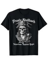 180g 100% Cotton Crew Neck T-Shirt with Pirate Skull Design, Single-Sided Print M