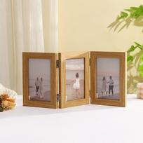 Modern Simple Folding Photo Frame Triplex Frame Picture Frame Ornaments Hinge Photo Frame  Gifts 6 in chaki