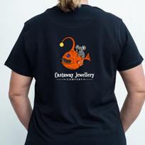 Ladies Deep Sea Duo Tee Shirt Blak - Koala Riding an Angler Fish Tee Shirt L