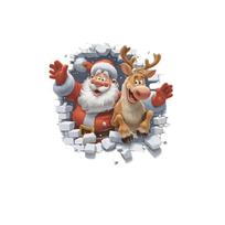 Christmas Wall Decals Peel And Stick 3D Wall Breaking Cute Wall Stickers Removable Winter Xmas Decor For Refrigerator Bedroom Living Room Home One Size