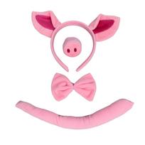 Costume Accessories Set - Includes Ears Headband, Nose, Tail and Tie (4 ) One Size rožinė