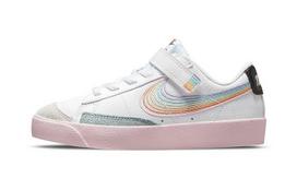 Nike Blazer Low '77 'Be True' Rainbow Hook Low top Skateboard Shoes White Pink Children Aged 3 7 Years Old DJ4293-100 32