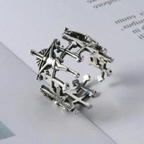Jesus Cross Vintage Classic Adjustable Couple Commemorative Ring Opening Finger Ring for Women Men Fashion Punk Jewelry Gift