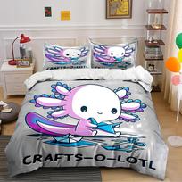 Cute Pink Axolotl Crafts-O-Lotl Bedding Set Bedding set (1 duvet cover, 2 pillowcases, duvet not included) 135x200cm