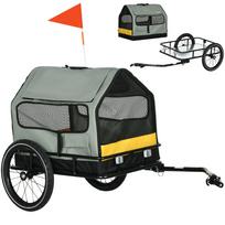 Dog Trailer Bike Trailer Pet Trailer, 1 Pennant, for Dogs up to 10 kg, Green + Black 132 x 65 x 74 cm