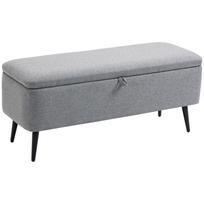 Bench, Storage Bench, Upholstered Bench, Linen Look, up to 150kg, 101x38.5x44.5 cm, Grey 101 x 38.5 x 44.5 cm pilka