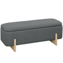 Stool with Storage, Bench with Foam Padding, Imitation Linen, 111 x 44 x 44.5 cm, Dark Grey 111 x 44 x 44.5 cm tamsiai pilka spalva