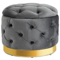 Vintage Stool, Seat Stool Storage Bench Footstool Footrest with Storage, Upholstered Stool, Metal, Foam, Charcoal Gray, 55 x 55 x 42 cm 55 x 55 x 42 cm