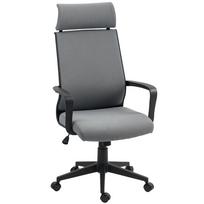 Office Chair with Soft Backrest, Casters, Armrests, Height-Adjustable Desk Chair, Faux Wool, Gray 69 x 60.5 x 117 cm tamsiai pilka spalva