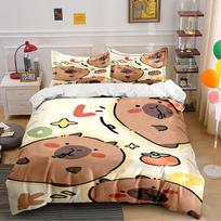 Cute Cartoon Bear Print Bedding Set Bedding set (1 duvet cover, 2 pillowcases, duvet not included) 135x200cm