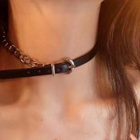 Black Leather Rope Choker Collar Women'S Niche Neck Strap High Temperament Neck Chain Neck Babe Necklace Collarbone Chain juoda