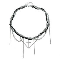 Jewelry Diamond Cross Serpentine Glass Crystal Clavicle Chain Light Luxury Tassel Necklace