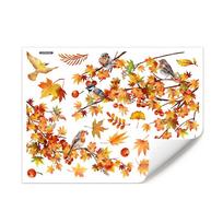 Autumn Leaves Bird Window Clings Peel and Stick Window Decal for Home Decor Fall Decoration for Living Room Bedroom Kids