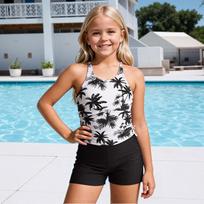 Girls' Bikini Set - Teen Swimwear Separate Top & Bottom Swimsuit Set  Teen Two Piece Swimwear Swimsuit For Girls 130 juoda