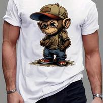 Funny Monkey Printed Men's T-shirt 3D Animal Pattern O-neck Short Sleeve Tees Leisure Fashion Breathable Unisex Pullover Clothe S