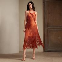 Cross Design Tassel Bodycon Slip Dress Extra Small