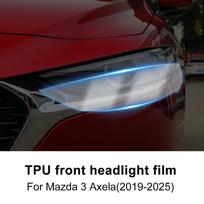 TPU priekinių žibintų apsauginė plėvelė, skirta Mazda 3 Axela 2019-2025 m., Skaidri arba dūminės juodos spalvos, Atspari įbrėžimams Transparent juoda