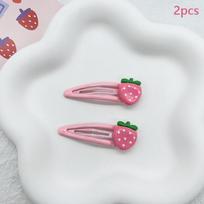2 Pcs Cute Sweet Strawberry Hairpin Lovely Pink Hair Clips Girls Bangs Clips BB Snap Clip Hair Accessories